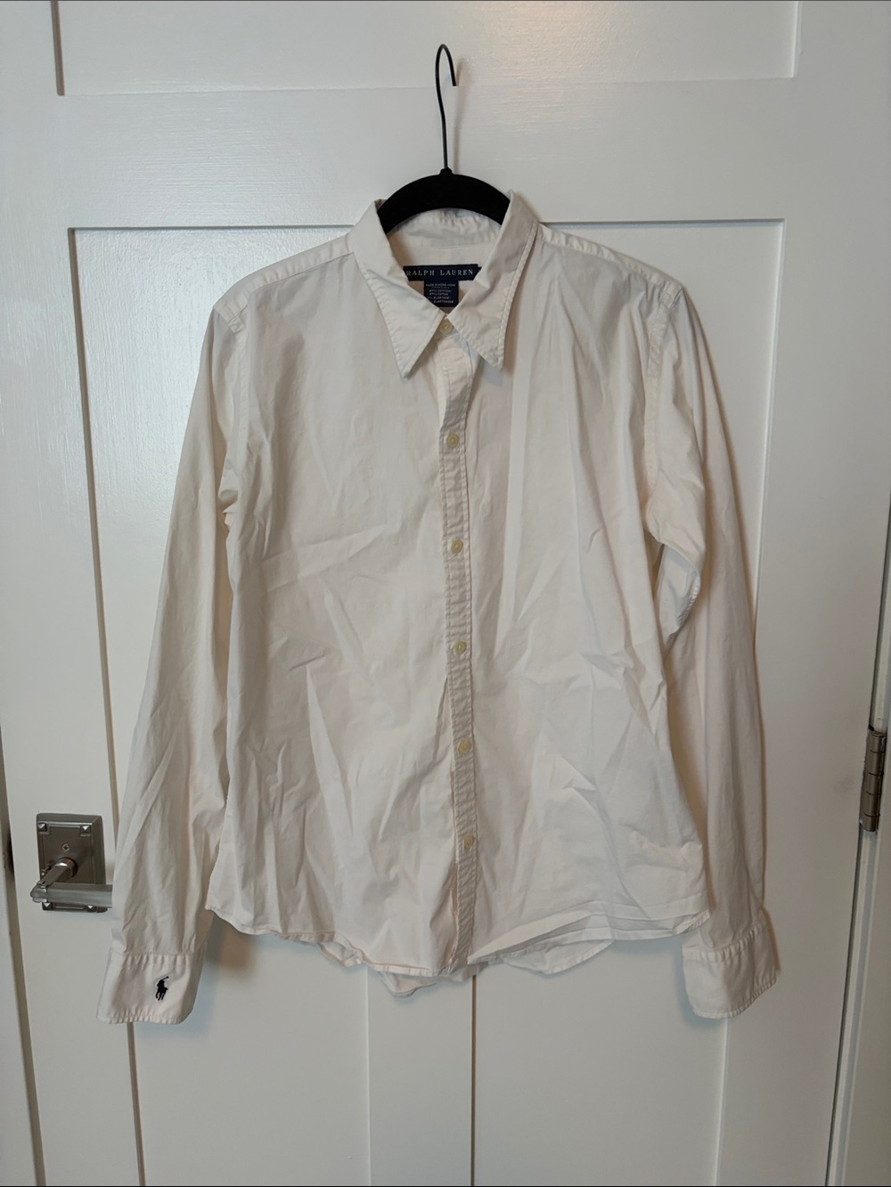 Ralph Lauren Women’s White Cotton Button-Down Dress Shirt
